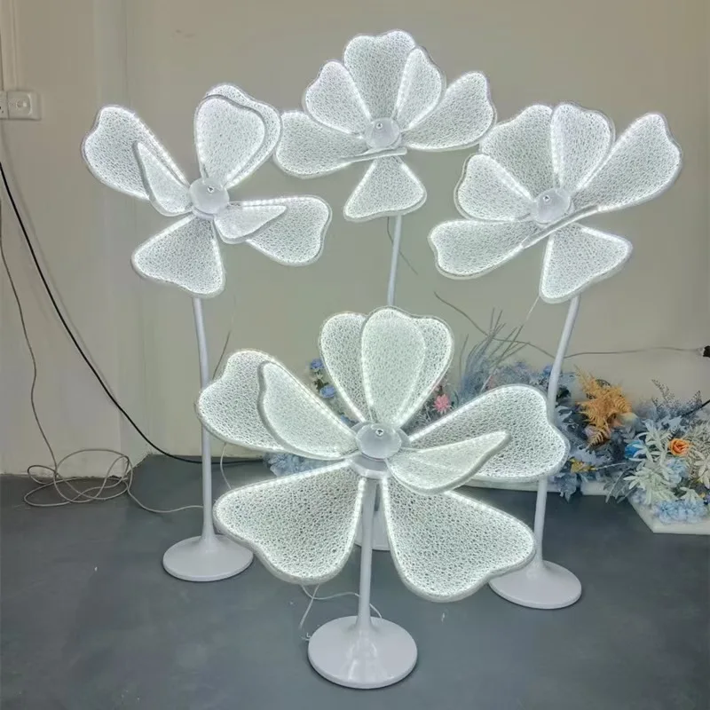 Creative Luminous Wedding Road Guide Flower White Lace Peony Petals Lamp For Party Event Stage Decoration