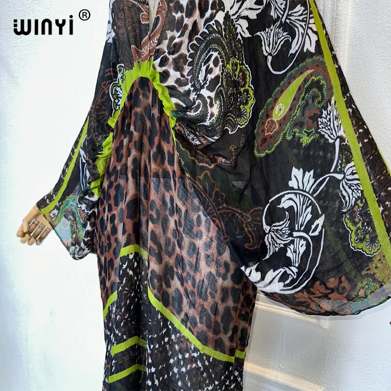 WINYI summer Elegant Dress Print Boho Muslim kaftan Sexy Lady holiday maxi beach dress Female Vestidos Party Evening Dress