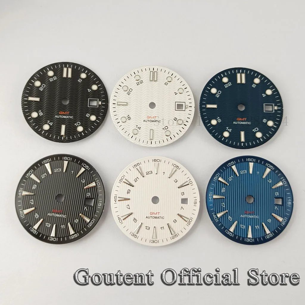 Goutent 31mm Watch Dials White Black Blue Dial Fit ETA 2836/2824 Pt5000 DG2813/3804 Miyota 8215 821A 8205 Movement Watch Face