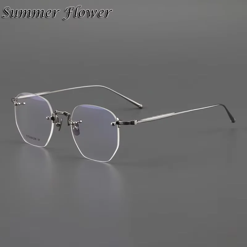 

Pure Titanium Optical Glasses Frame Men Octagon Eyewear Women Ultra Light Weight Customize Shape Gafas for Prescription Lenses