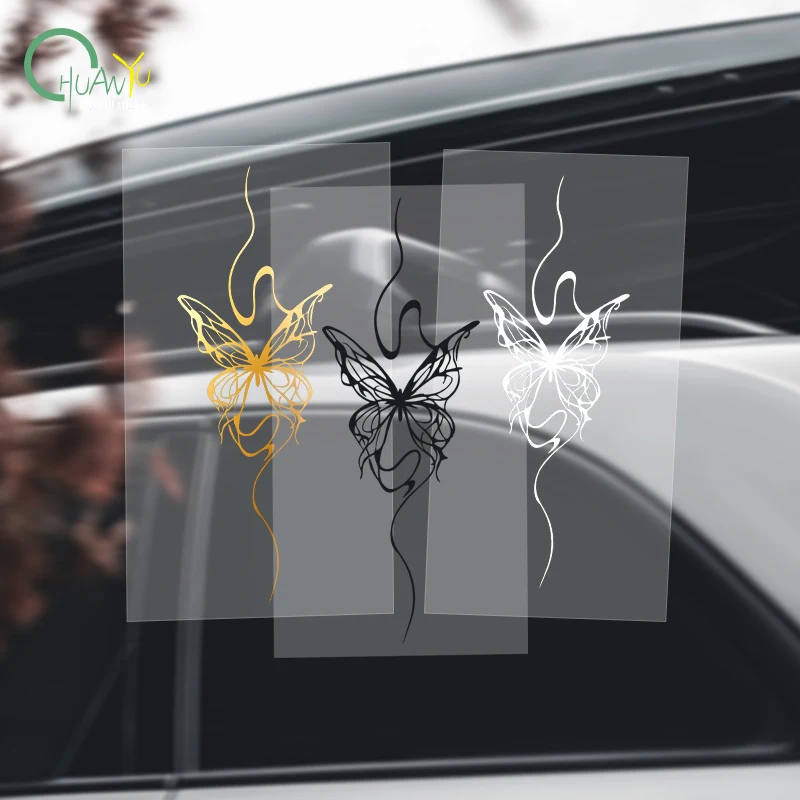 Gothic Flame Butterfly Car Decal; Broken Butterfly Rearview Mirror Scratch Cover Personalized Sticker