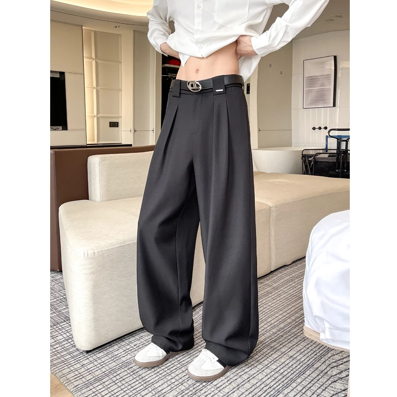 

Мужские брюки-костюмные штаны оверсайз, модные, корейские, свободные, с широкими штанинами, для офиса, больших размеров