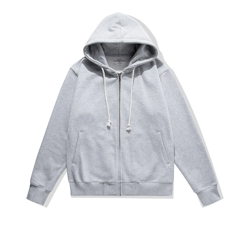 Heavy Terry Hoodie Men Women Autumn Winter New Solid Color Zip Long Sleeve Hooded Sweatshirt Basic Casual Cardigan Hoodies