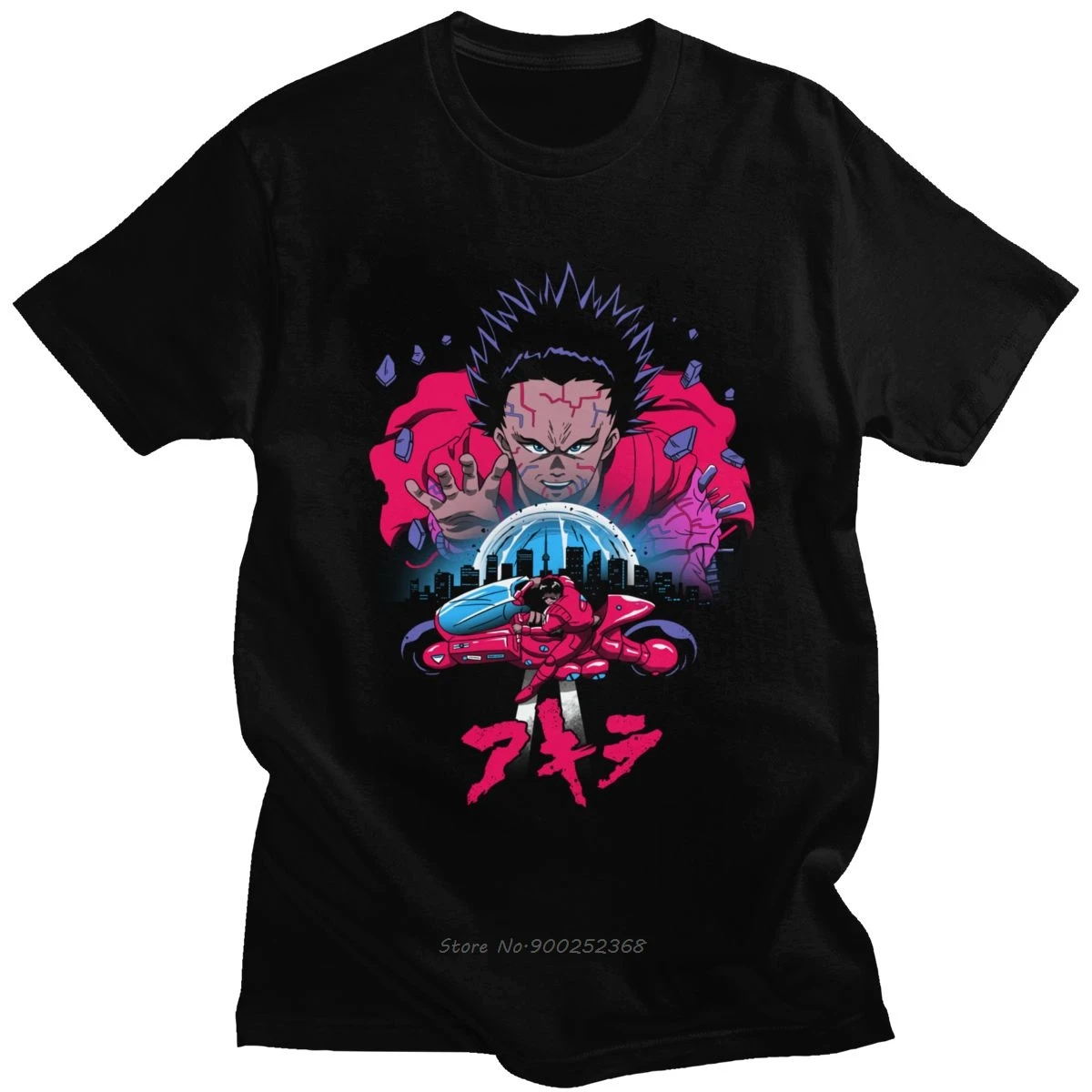 Japanese Vaporwave Neo Tokyo T Shirt Men Synthwave Akira T-shirt Short Sleeves Shotaro Kaneda Motorcycle Tee Cotton Tshirt Gift