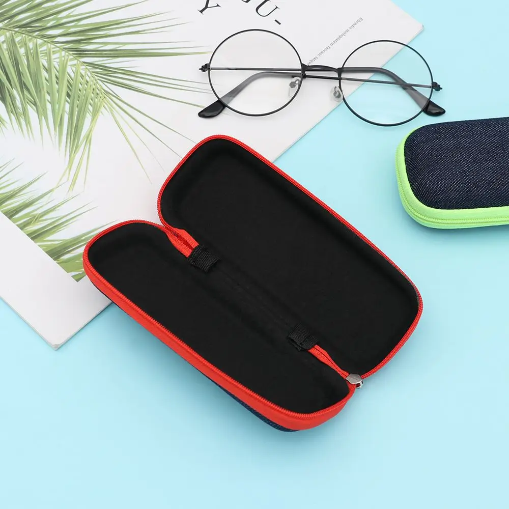 New Pouch Bag Denim Fabric Hard Spectacle Case  Eyewear Protector Eyeglasses Case Sunglasses Box