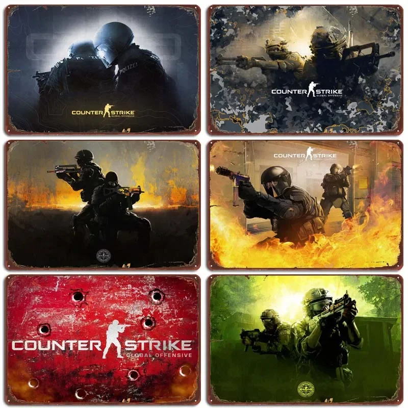 Counter-Strike tin Sign Metal Posters Decoration for Home Decor Items Vintage Metal Signs for Bar Game Room Wall Art Decoration