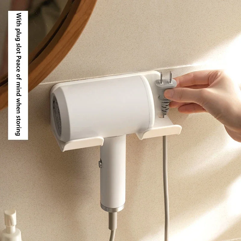 Soporte para Secador de Pelo sin Perforaciones, Montado en la Pared, Estante de Almacenamiento para Secador de Pelo de Baño, Soporte Impermeable para Secador de Pelo de Uso Doméstico