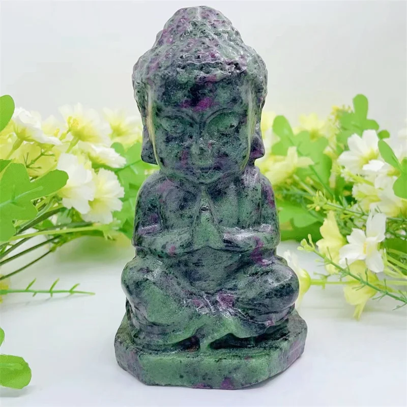 

15cm Natural Ruby In Zoisite Buddha Pendant Handmade Carved Healing Polished Powerful Fengshui Home Decoration Gift 1PCS