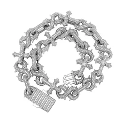 Hip Hop 5A+ CZ Stone Paved Bling Iced Out Cross O Infinity Link Chain Bangle Bracelets for Men Rapper Jewelry Silver Color