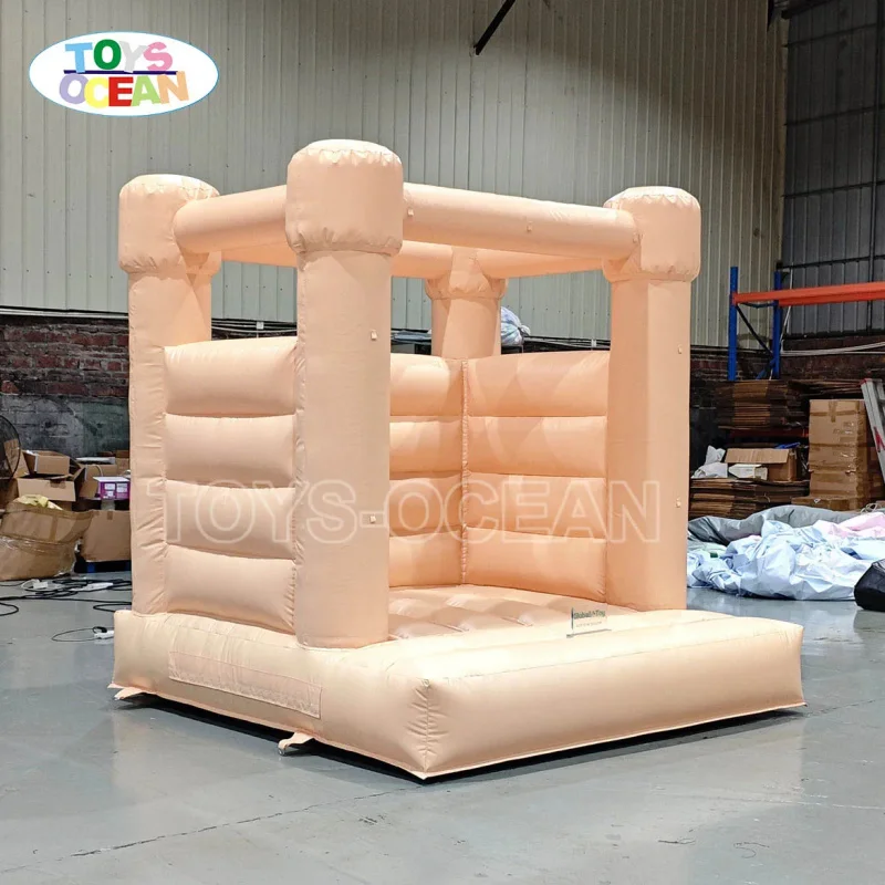 Blush Pink Inflatable Bounce House, Minimalist Peach Jumper Castle for Wedding & Party Rental