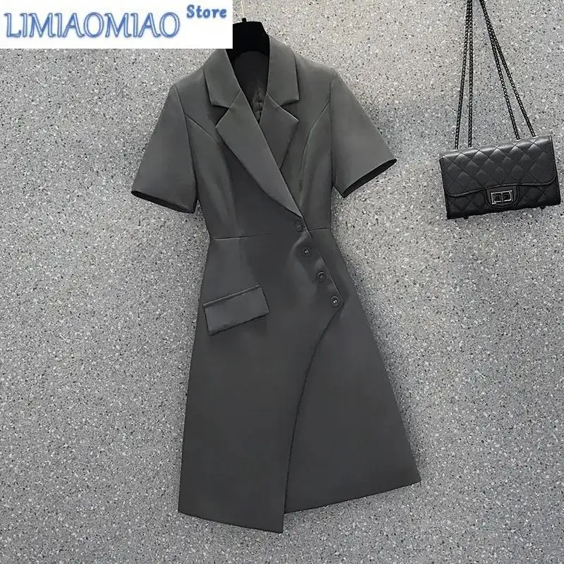 

New Summer Fashion Korean Short Sleeve Suit Dress Women Temperament Casual All- Slim Dress Ladies Clothing Dresses Vestidos