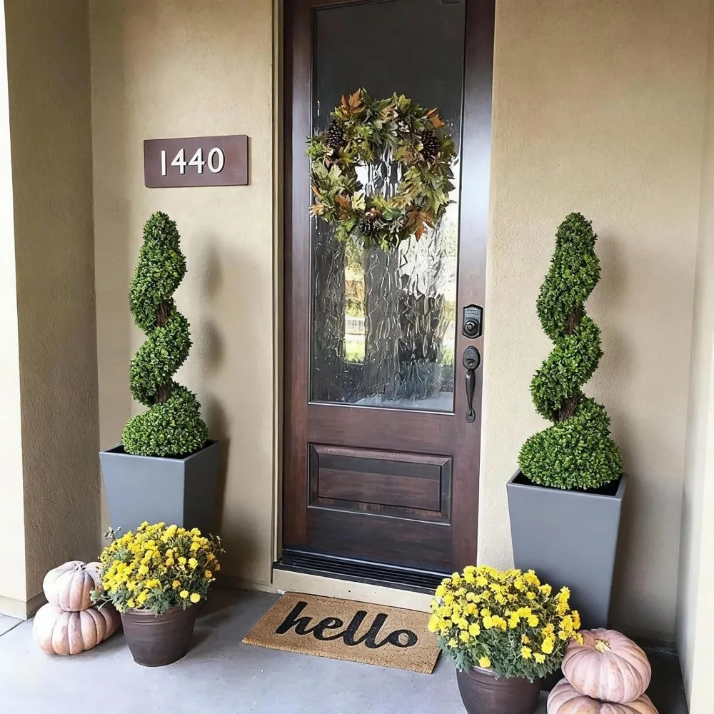 أشجار خشب البقس الحلزونية الاصطناعية بطول 3 أقدام مع أواني سيراميك للمدخل الخارجي والشرفة وديكور الحديقة