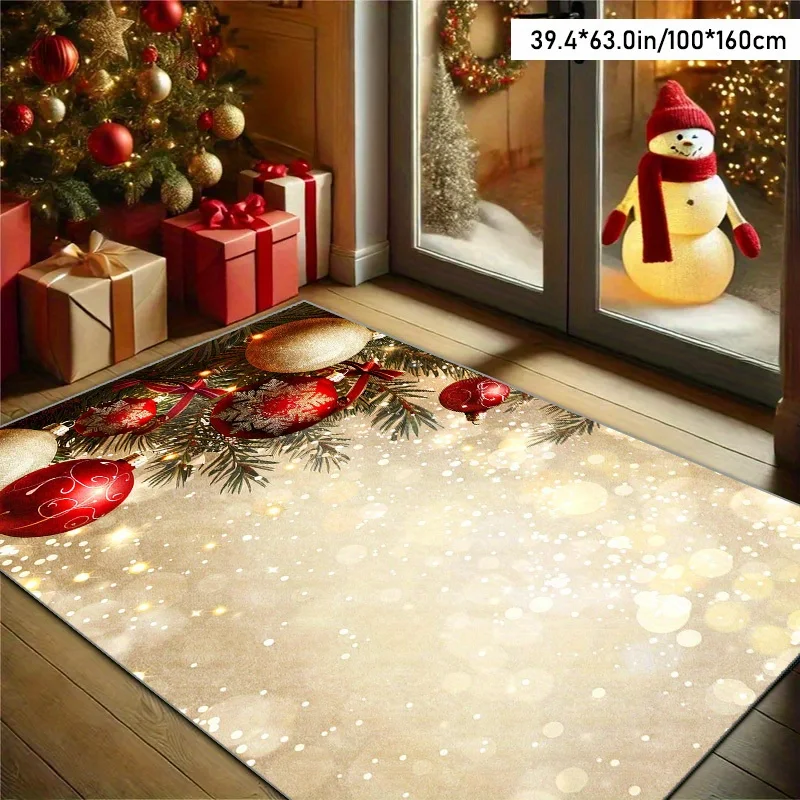 1pc Modern Christmas Pine Pattern Rug, Indoor Use, for Living Room, Dining Room, Bedroom, Office, Home Decor