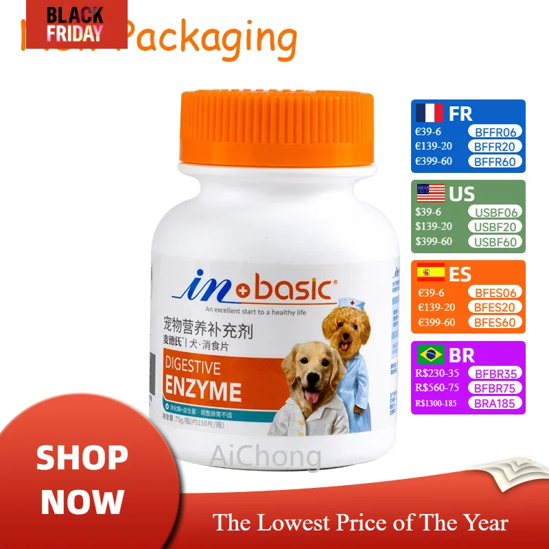 IN-BASIC 150 Tablets Dog Probiotics Digestive Nutrients Health Nutritional supplements for Digestion and Absorption