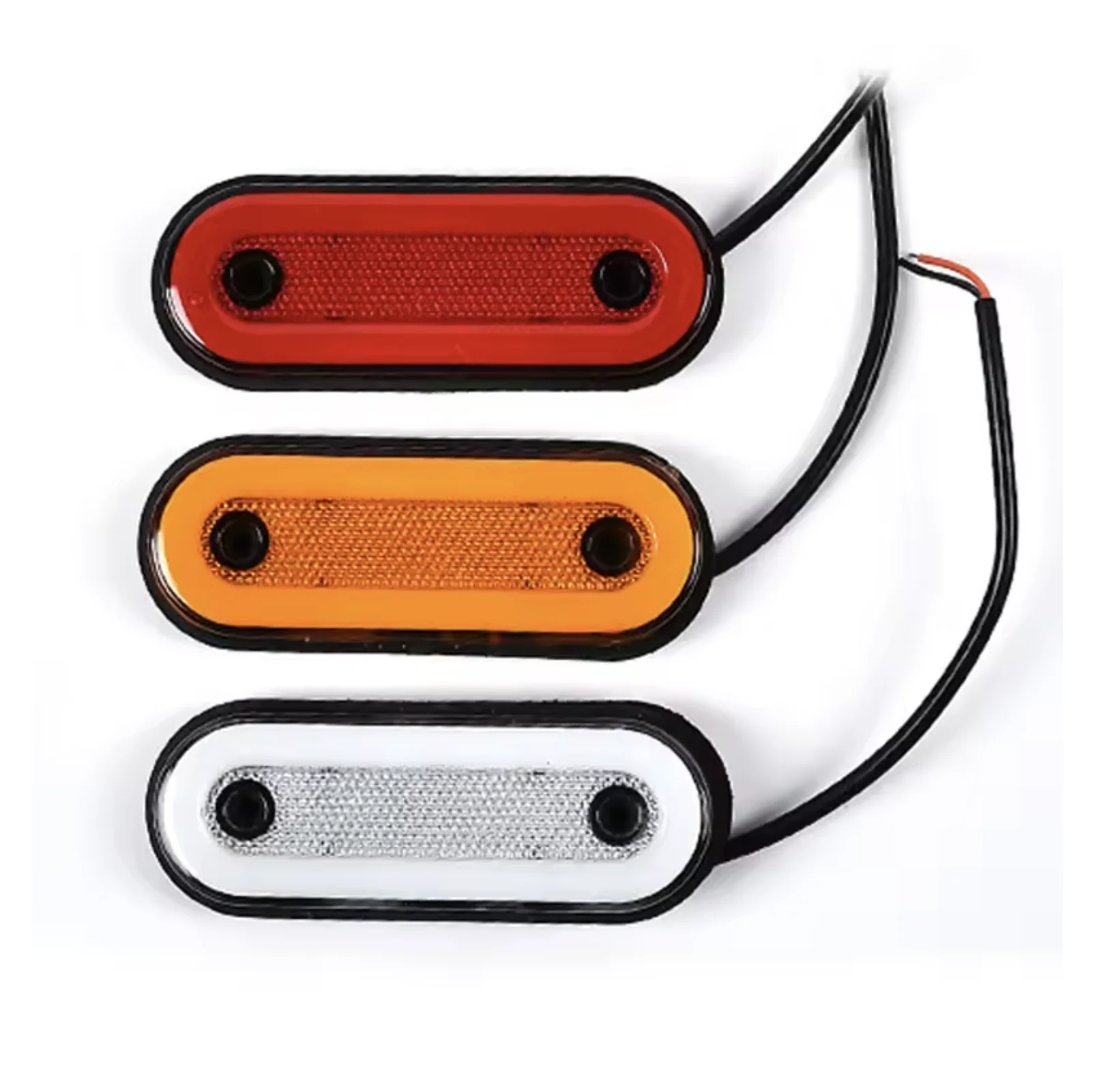 2pcs 12V/24V LED Side Marker Lights, Amber Turn Signal & Reflector for Trailer Van RV Car Clearance Lighting