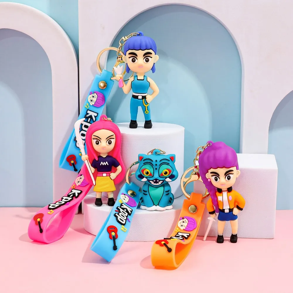 جديد KPOP شيطان الصيادين النمر الصغير المفاتيح قلادة الكرتون أنيمي الوحش هانت فتاة حلقة رئيسية حقيبة معلقة الديكور هدية