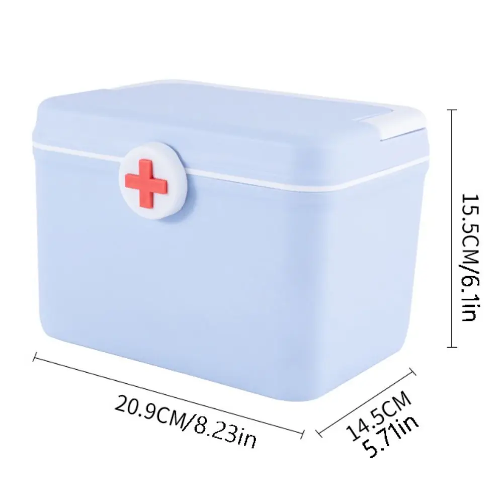 صندوق تخزين الأدوية بطبقة مزدوجة مع مقبض، حقيبة طبية ذات سعة كبيرة، صندوق طوارئ بتصميم مشبك محمول