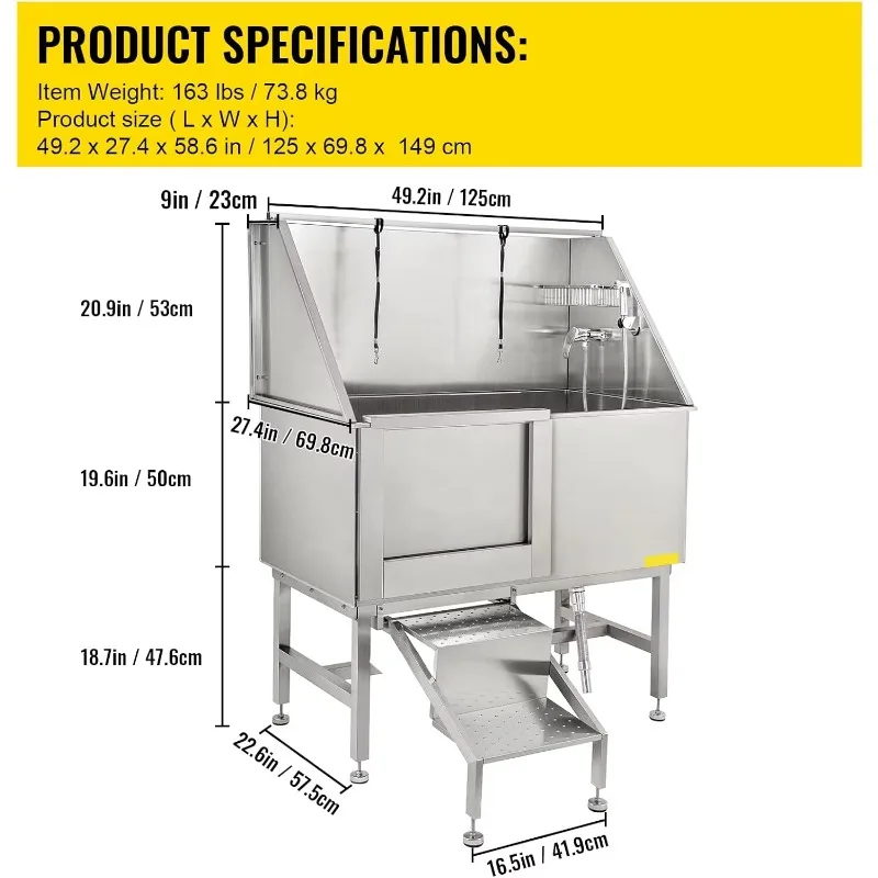 2026 Dog Grooming Tub Professional Stainless Steel Pet Dog Bath Tub With Door Faucet & Accessories Dog Washing Station Bathtub