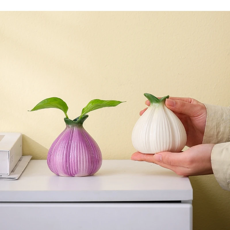 Onion Vase Ceramic Vase Hydroponic Plant Ware Floral Arrangement Accessories Shallot Home Decoration Accessories