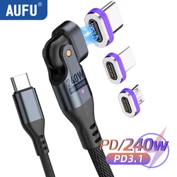 AUFU 마그네틱 USB C 타입-USB C 케이블, 고속 충전 충전기 와이어, 맥북 자석 C 타입 케이블, 아이폰 삼성 샤오미, 240W, 5A