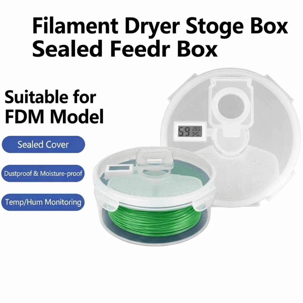 Dustproof 3D Printing Filament Dry Box with Hygrometer Thermometer Anti-Moisture Filament Storage Case Durable Viewable