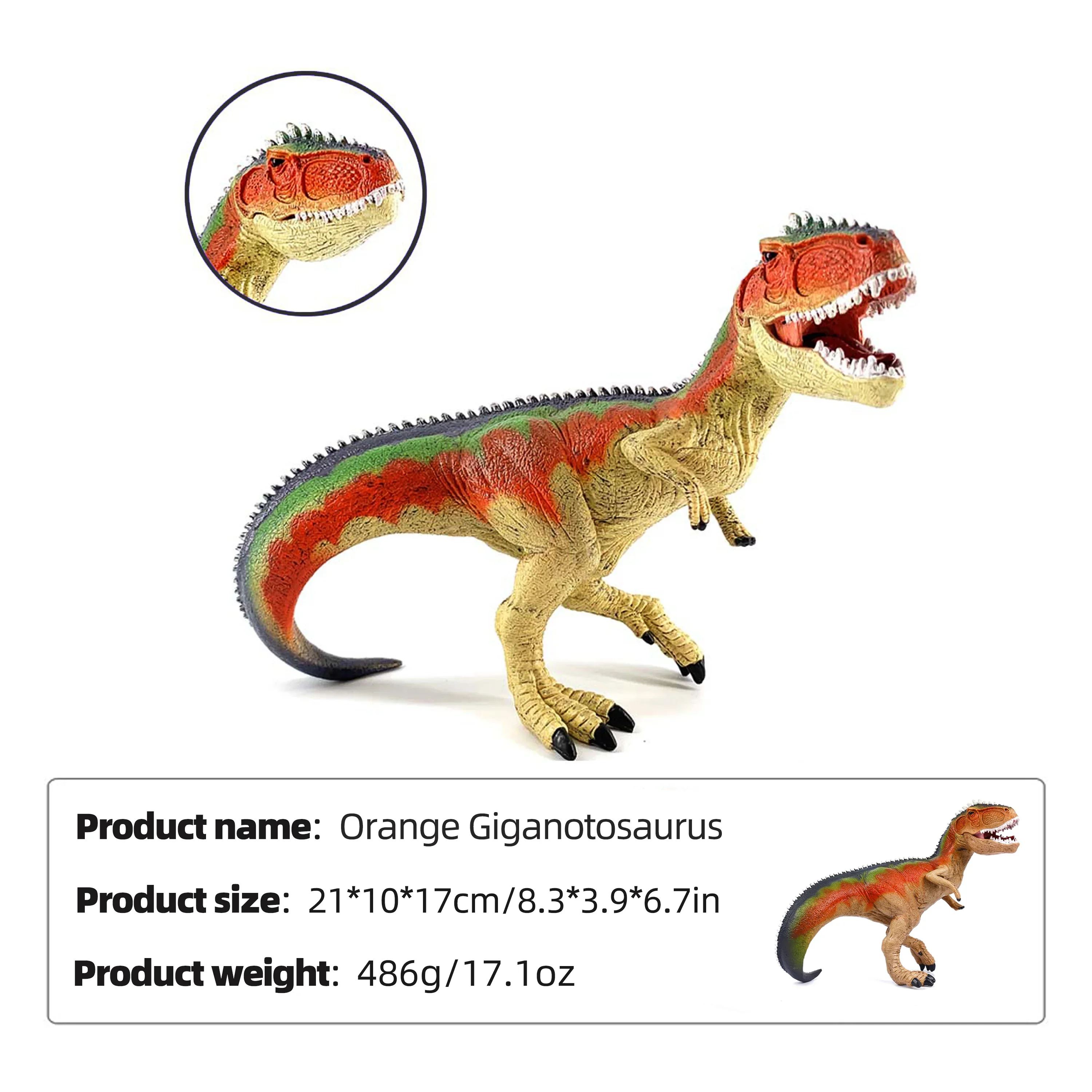 جديد الجوراسي البرتقالي Giganotosaurus نموذج ثابت الحديقة الجوراسية الفيلم الديكور جمع هالوين عيد الميلاد هدية عيد ميلاد لعبة أطفال