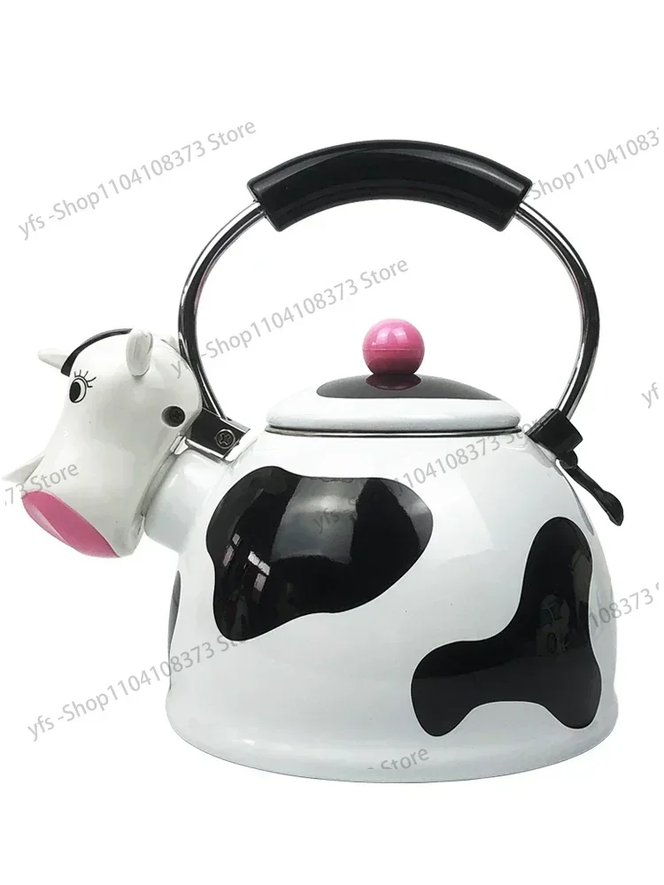 99 New Whistle Kettle Cartoon Stainless Steel Enamel Color Gas Open Fire Induction Cooker Enamel Coffee Pot