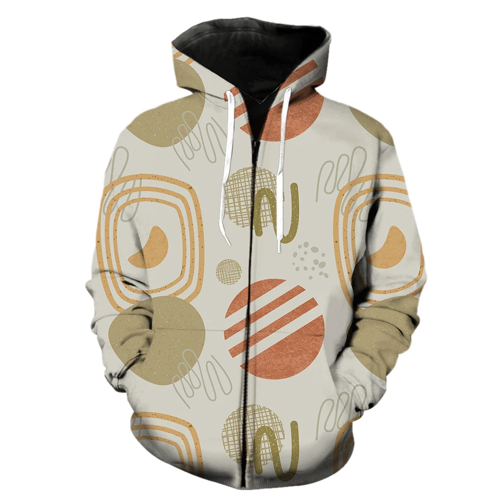 Abstract Art Graffiti Men's Zipper Hoodie Casual Teens Unisex Sweatshirts Spring Long Sleeve Fashion 3D Printed Hip Hop Tops