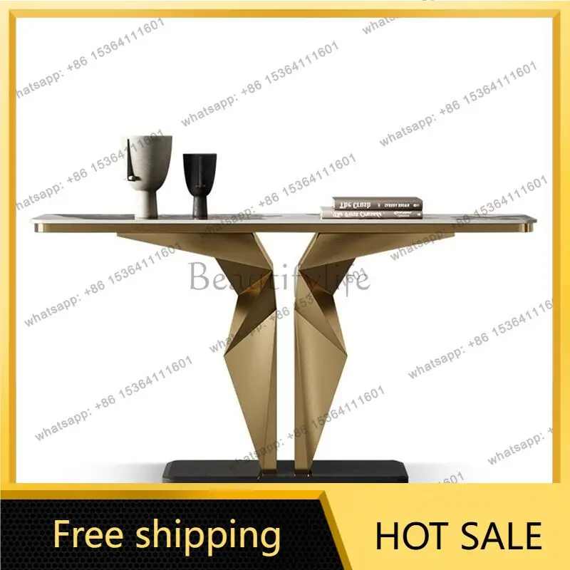 LS light luxury high-end entrance table modern living room designer creative facing door against wall rock slab table