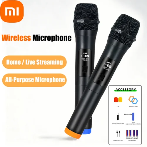 Micrófono inalámbrico Xiaomi 2,4G UHF frecuencia fija 2 canales micrófono de mano para fiesta en vivo Karaoke reunión profesional