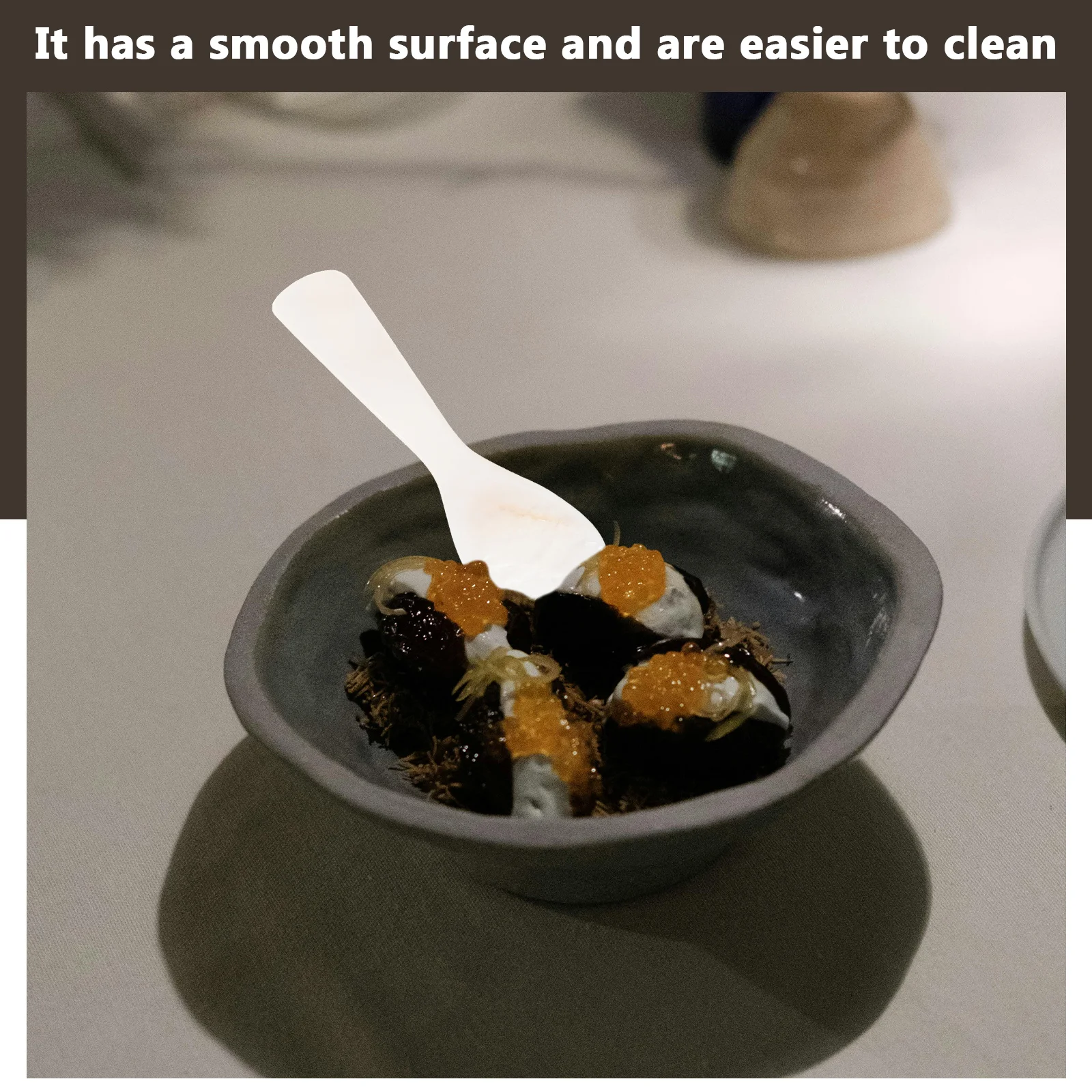 

3Pcs Pearl Mother Shell Spoon Caviar Server Smooth Surface Dishwasher Safe for Dessert Coffee Honey Cake Buffet Table Use