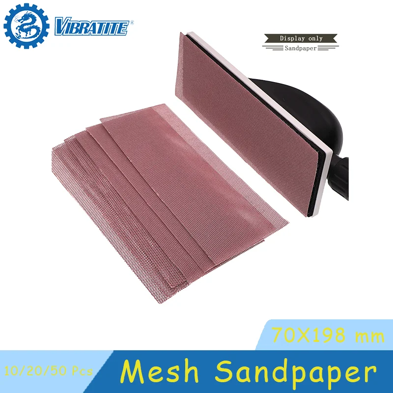 70X198mm Hook and Loop Mesh Sandpaper 10/20/50 Pcs Assorted 80-1000 Grits Dust Free Anti-blocking for Wood Dry Sanding Polishing