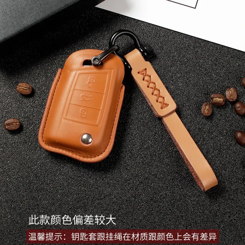 Man Women Leather Car Key Wallet Purse Protection for Volkswagen Tiguan Bora Sagitar Lavida Car Accessories Key Cover Shell