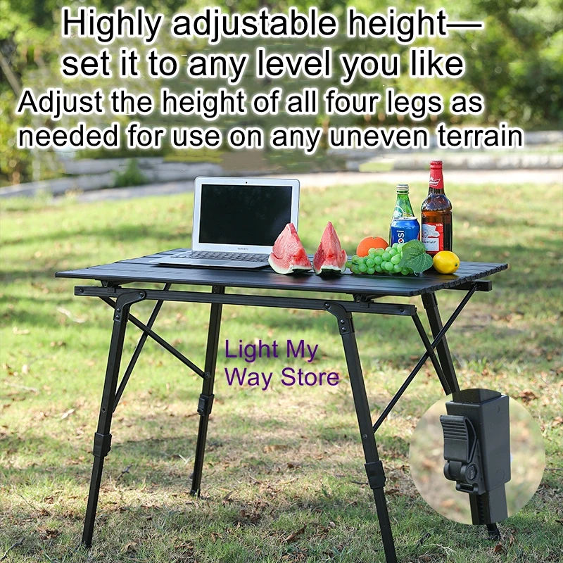 

Portable Ultra-Light Aluminum Alloy Picnic Table, Outdoor Folding Table, Roll-Up Camping Table and Chairs for Stalls
