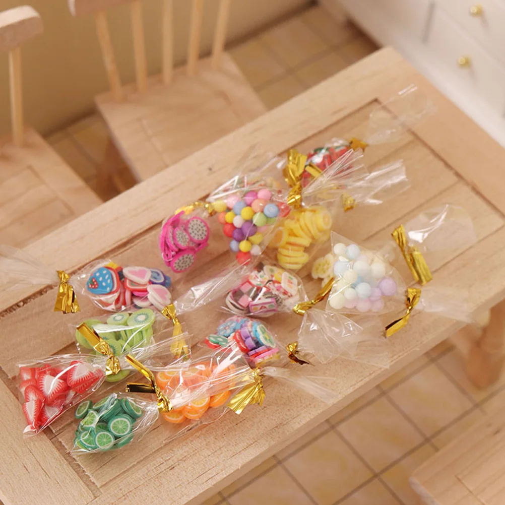 

12 Pcs Candy Snack Set Miniature Prop Bags Model Items Rubber Cute Stuff Food Baby