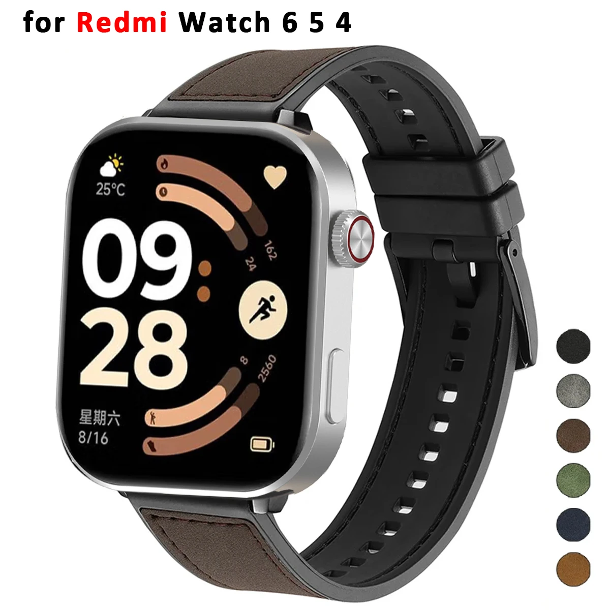 Für Redmi Watch 6 5 4 Armband Leder+Silikon Band Vintage Armband für Miband 8Pro 9Pro 10Pro Correa Armband Zubehör