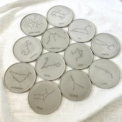 12 pz/set sottobicchieri zodiacali stampo in Silicone fai da te resina epossidica intonaco calcestruzzo rotondo sottobicchieri stampi creazione di gioielli decorazioni per la casa