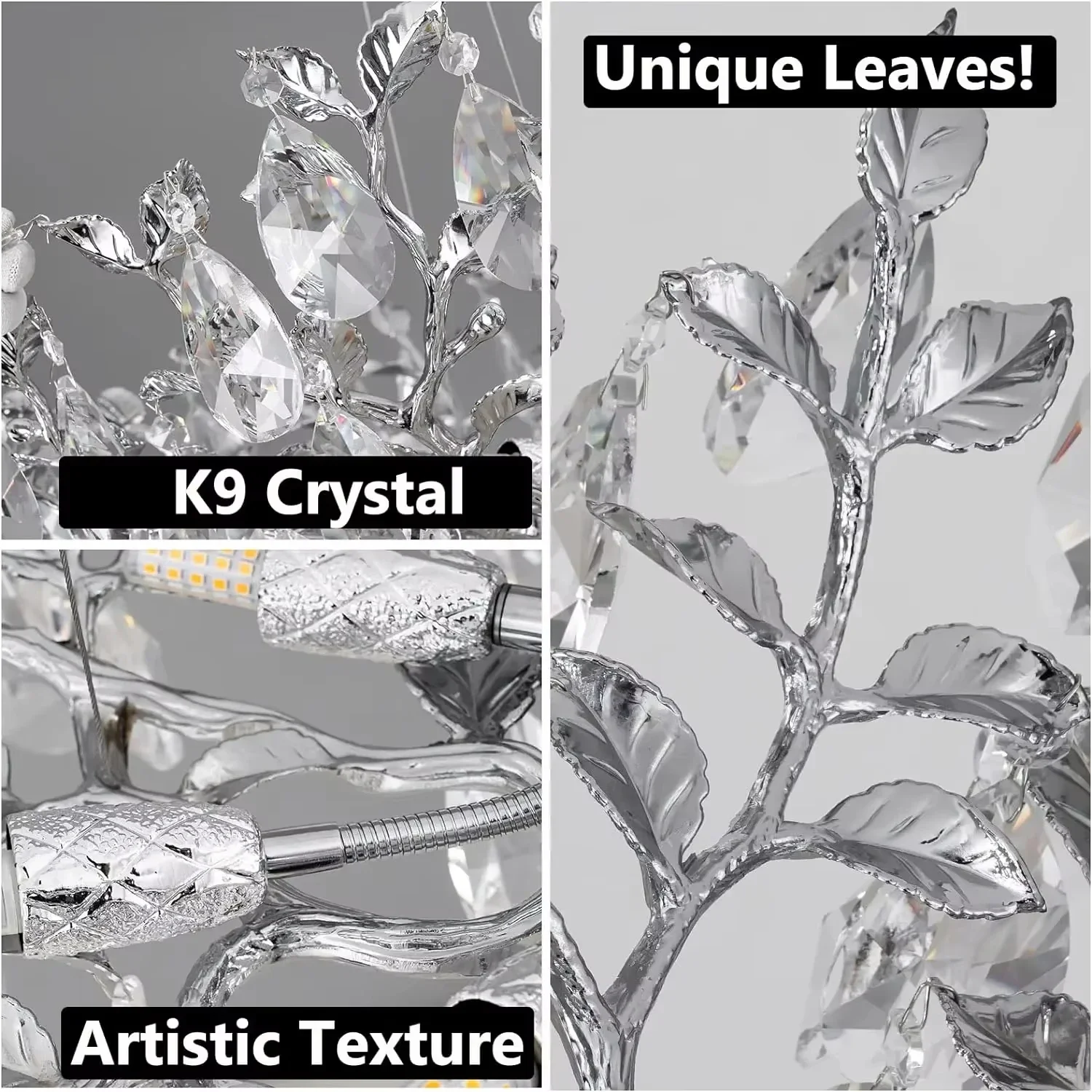 

Modern Chrome Crystal Chandeliers For Dining Room Kitchen Table Bedroom Living Room Silver Crystal Ceiling Chandelier Lighting