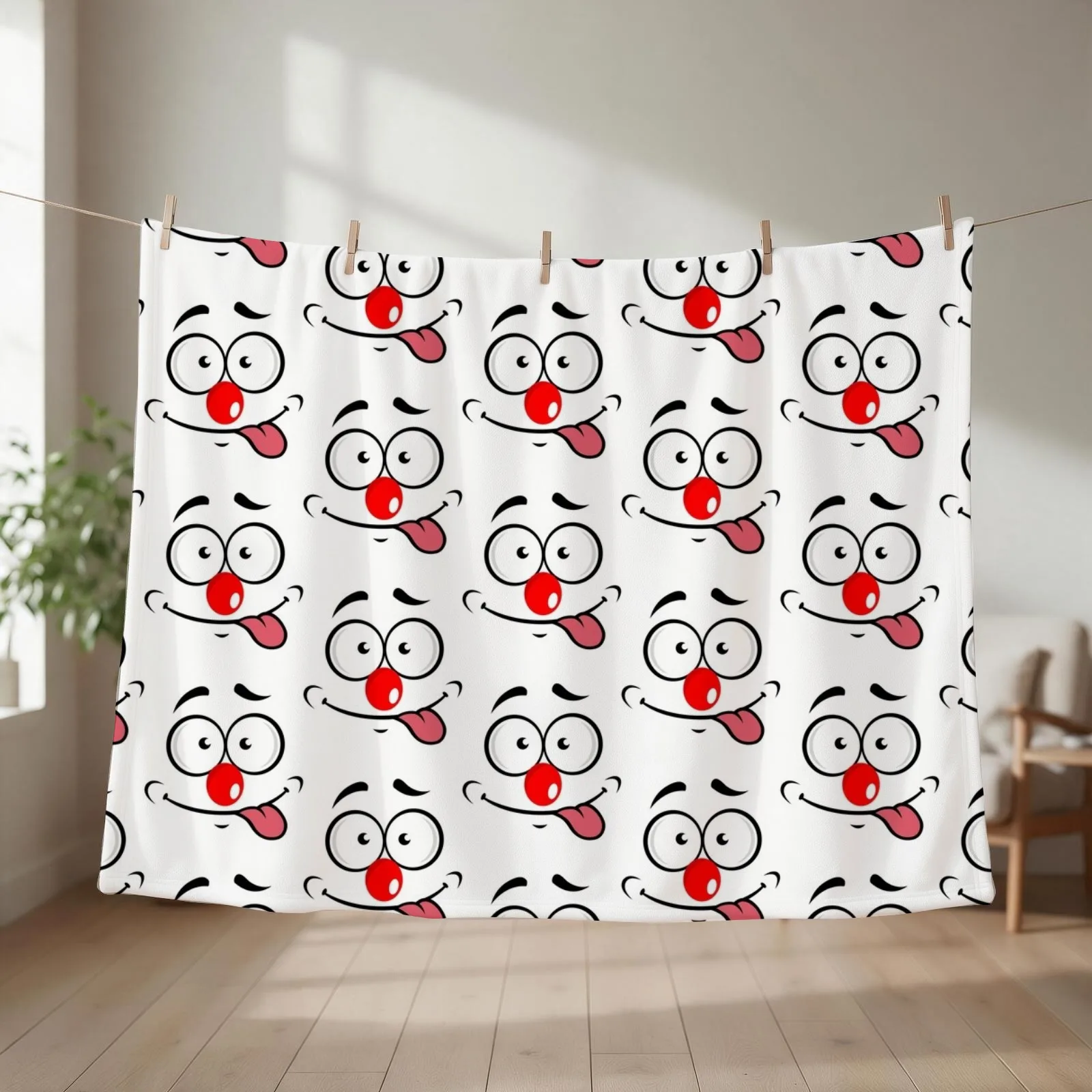 Funny Face Red Nose Day 2022 Throw Blanket couch cozy soft plush fuzzy picnic outdoor blanket