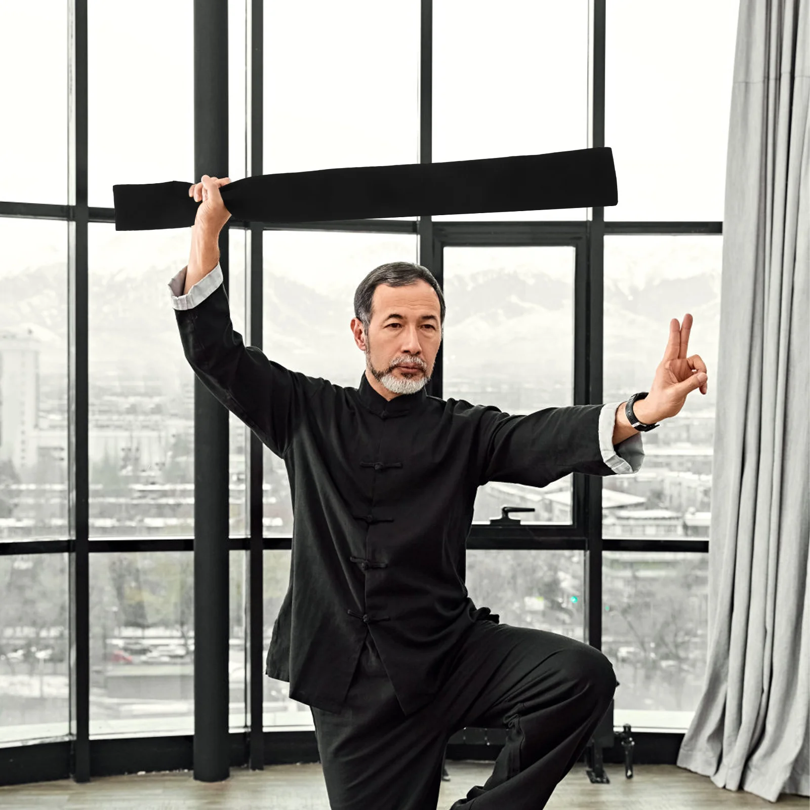 

Knife Sword Bag Japanese Style Black 135cm Tai Chi Carry Case Storage Carrying Fencing Sword Holder Belt Back Waist Strap