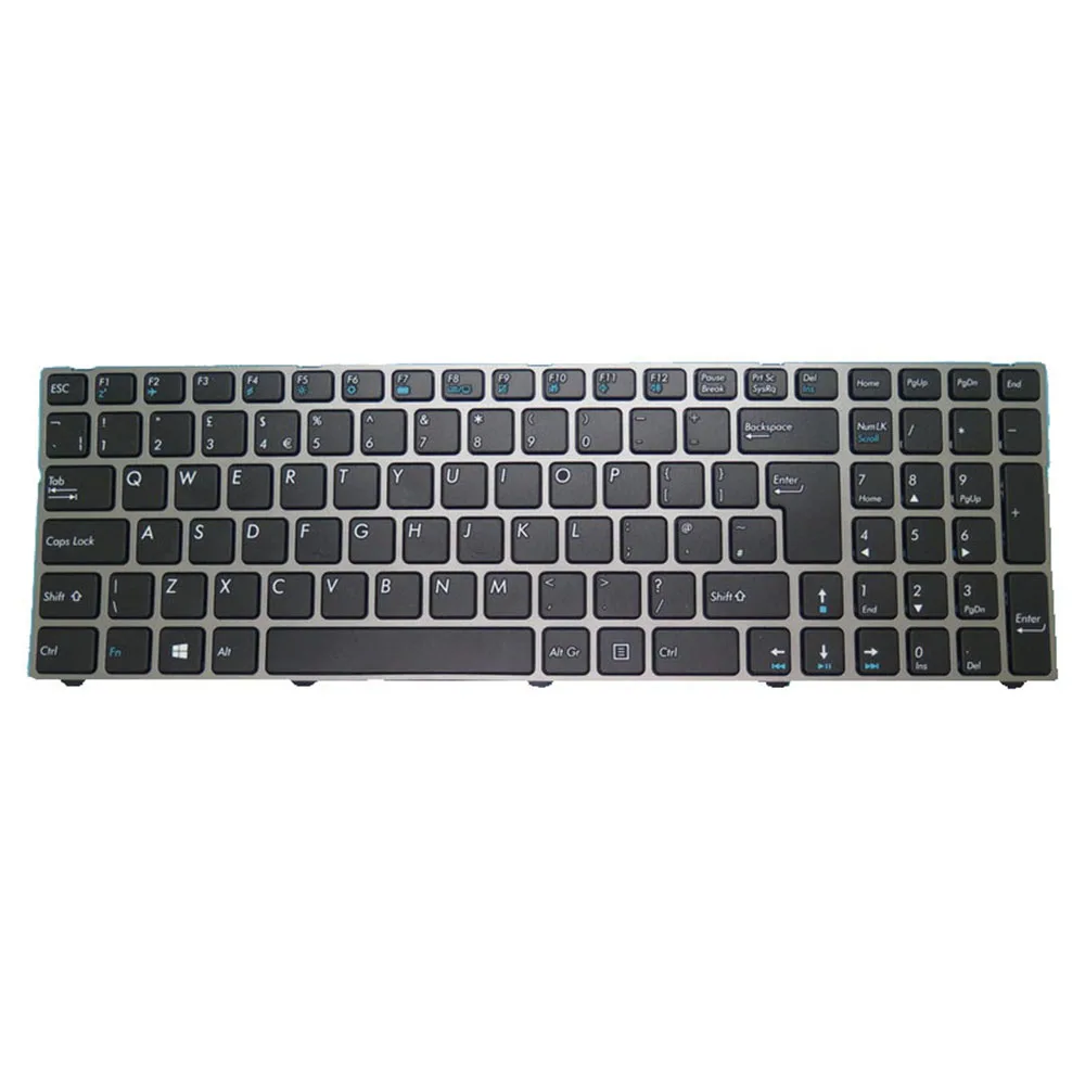 Laptop Keyboard For Pegatron C15 MP-13A86GB-5284 United Kingdom UK New With Gray Frame