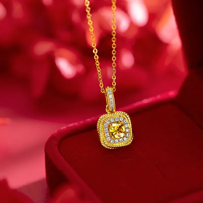 

Роскошные ювелирные изделия из настоящего золота 24 карата 9999 пробы | Женское ожерелье/браслет/кольцо с маленьким желтым бриллиантом Flash | Высококачественный сладкий