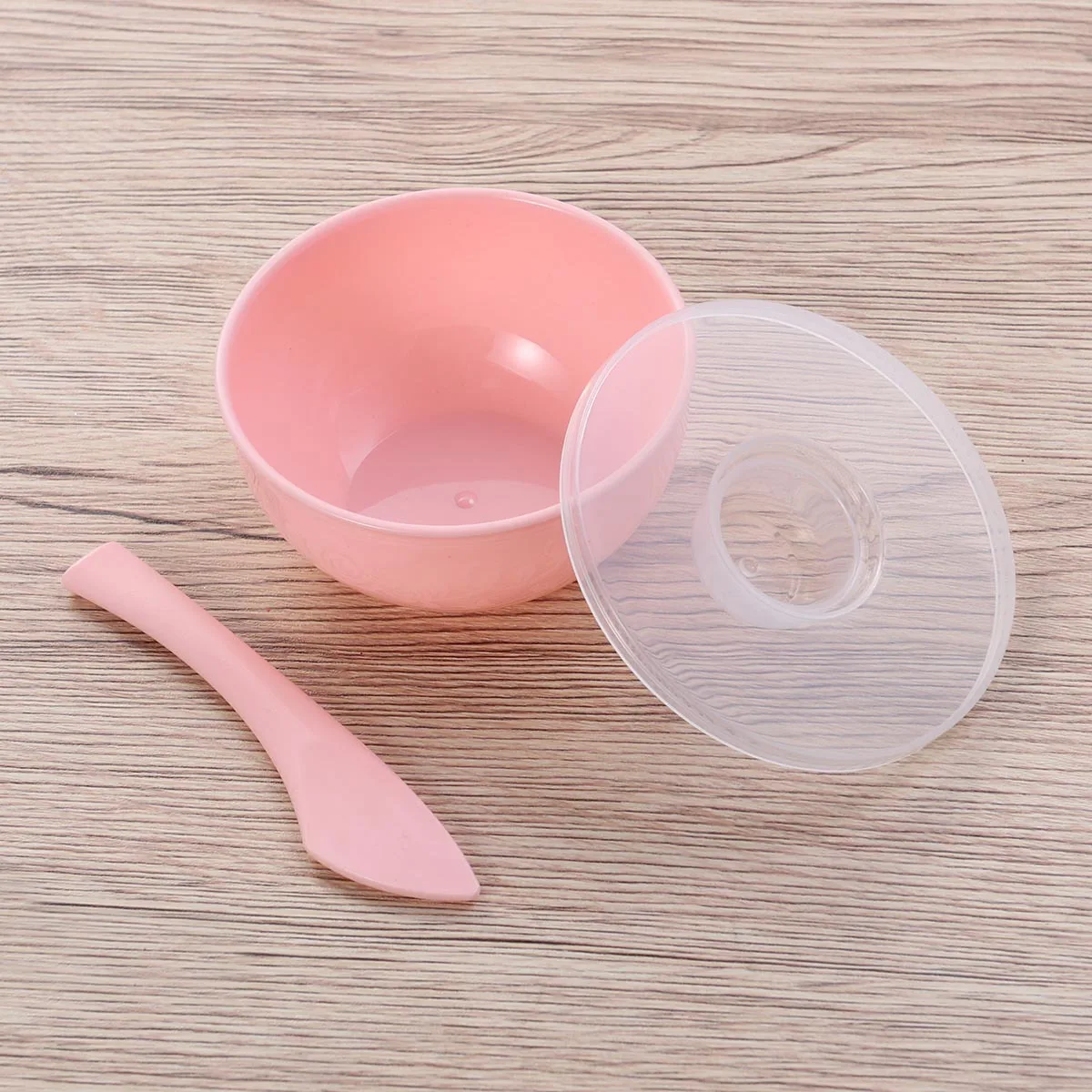 3 in 1 Facial Mask Bowl Stick Cover Set Pink Plastic DIY Makeup Tools Skin Care Mixing Kit for Ladies Girls