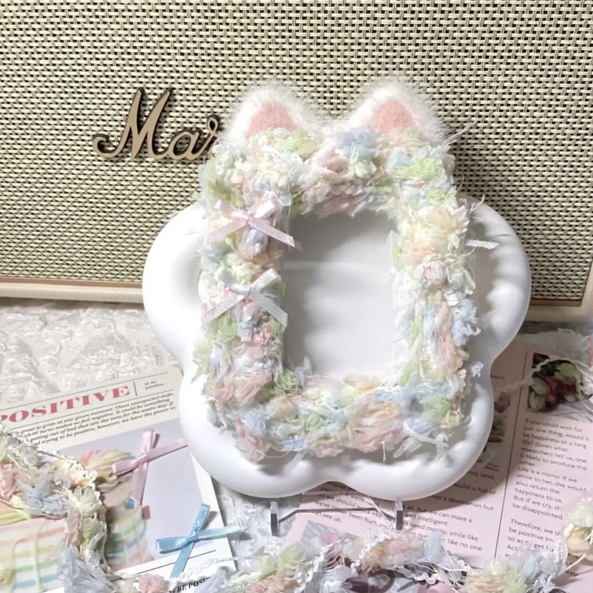 

Sweet Lace Guka Cat Original Plush DIY Handmade Girl Card Holder Finished Product Cosplay Animation Derivatives Action Toy