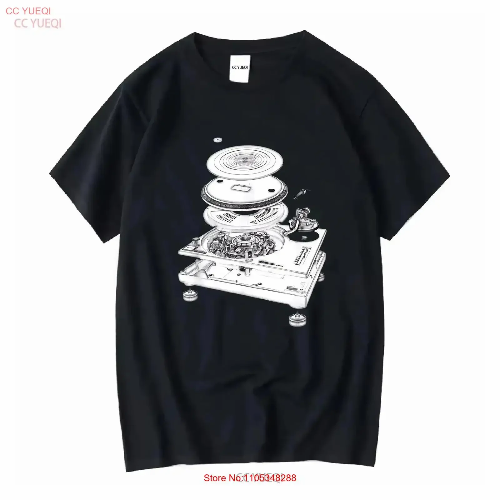 DJ Turntable 1210 MK2 Exploded Blueprint Design T Shirt vintage Washed Versatile Casual Soft homme  vintage Washed streetwear