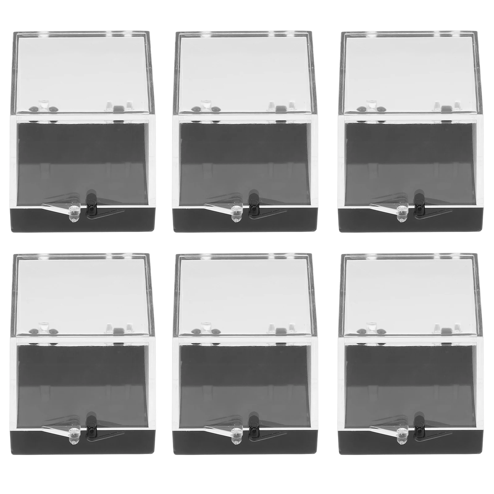 

6pcs Specimen Display Box 35x35x35 Transparent Square Case for Rocks Minerals Jewelry Black Base Storage Container