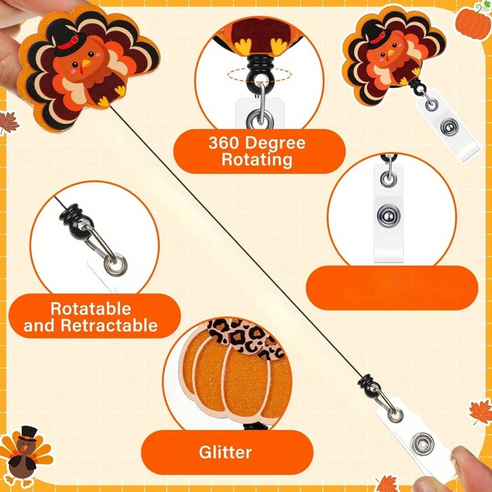 بكرة شارة ممرضة عيد الشكر على شكل يقطين. هدية مثالية للعطلات لمحترفي الرعاية الصحية. #3