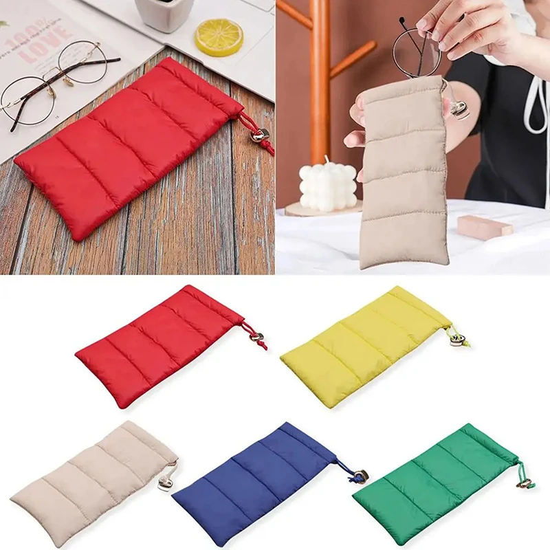 Portable Drawstring Glasses Storage Bag Down Cotton Glasses Box Holder Sunglasses Bag Reading Eyewear Case Protector Organizer