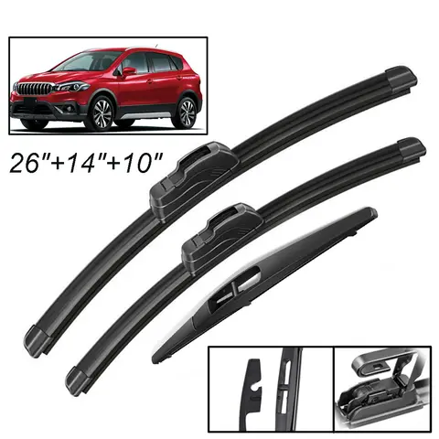 Xukey 3Pcs/set Front Rear Windshield Wiper Blades Kit For Suzuki SX4 Hatchback SUV 2018 2017 2016 2015 2014 2013 2012 26"14"10"