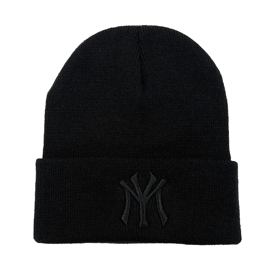 Unisex WY Letter Embroidery Beanie Warm Winter Hat for Men and Women